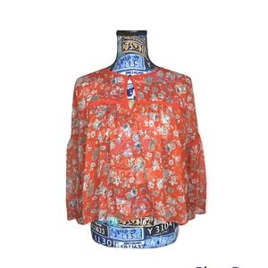 Lucky Brand sheer crop blouse size small